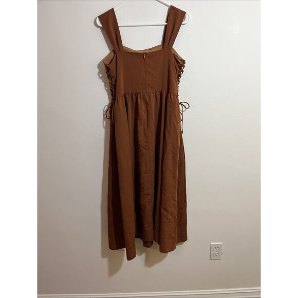 Scarlett Darkness L Corset Dress Brown Earthy Goblincore Festival Whimsigoth - Picture 6 of 10